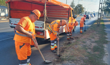 Padkarendezési munkálatot végez a Magyar Közút nyíregyházi mérnöksége az Orosi úton