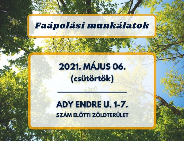 Faápolási munkálatokat végez a NYÍRVV az Ady Endre utcán május 6-án