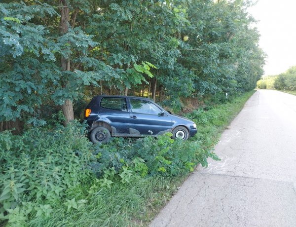 Nyíregyháza és Kemecse között lesodródott az útról egy személyautó, majd  fának csapódott