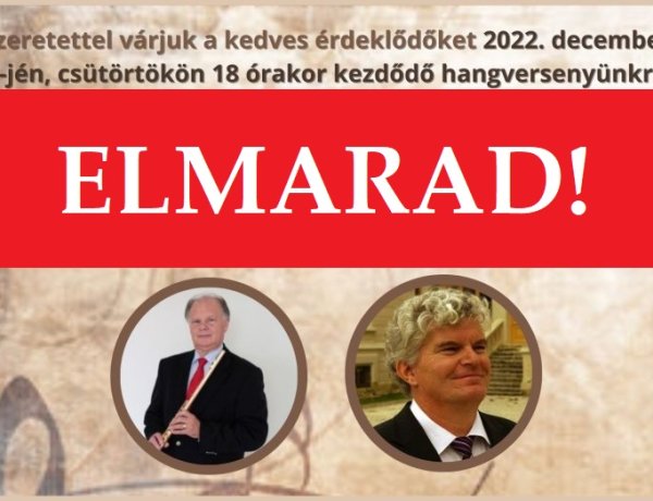 Betegség miatt elmarad Drahos Béla és Vasvári Tamás hangversenye a Vikárban