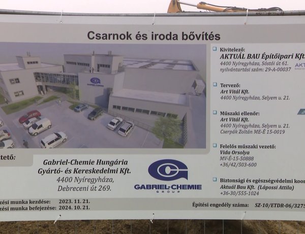 FEJLESZTÉS – Munkahelyteremtő beruházással bővítik a Gabriel - Chemie kapacitását