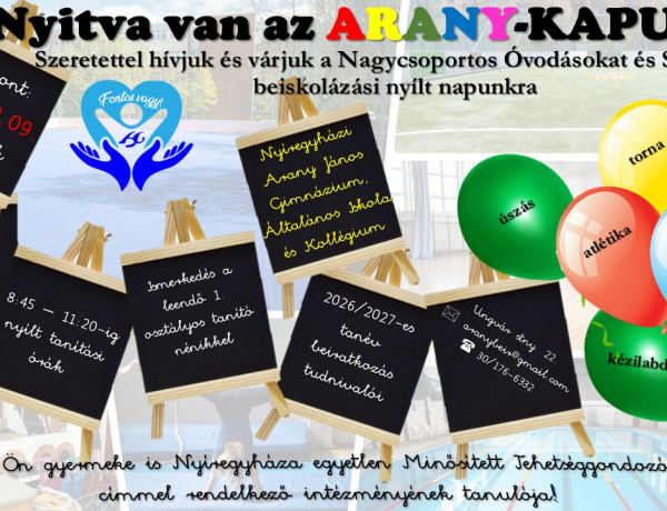 Kinyitják az Aranykaput! - Várják a leendő elsősöket és szüleiket az Aranyban!