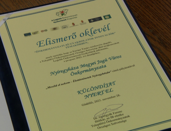 Meséld el nekem – Elismerést kapott az önkormányzat a programért