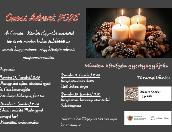 Közösségi karácsonyi készülődés: hagyományos adventi programsorozat várja Oroson