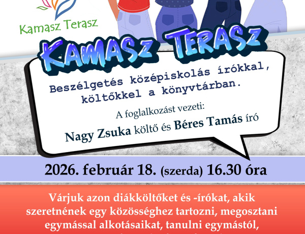 Kamasz Terasz – beszélgetés középiskolás írókkal és költőkkel a könyvtárban