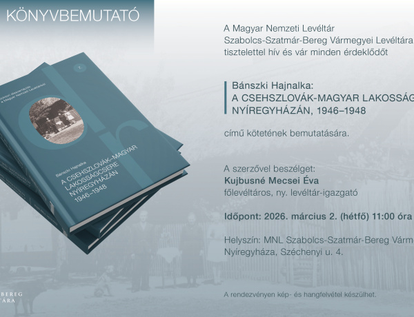 Könyvbemutatót rendeznek a levéltárban a csehszlovák–magyar lakosságcseréről