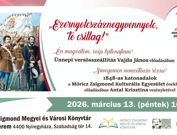 Ünnepi műsorral emlékeznek 1848-ra a Móricz Zsigmond Könyvtárban