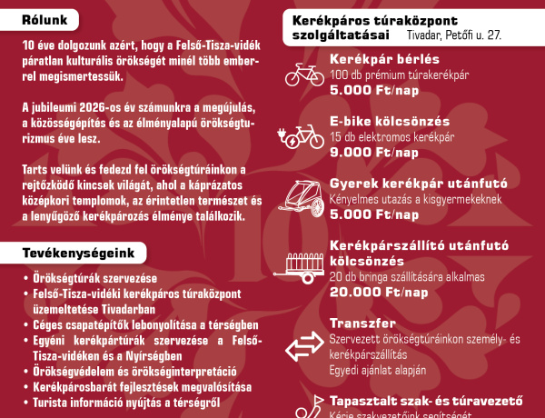 Kerékpárral fedezhetjük fel a Felső-Tisza-vidék örökségét – indulnak a 2026-os túrák