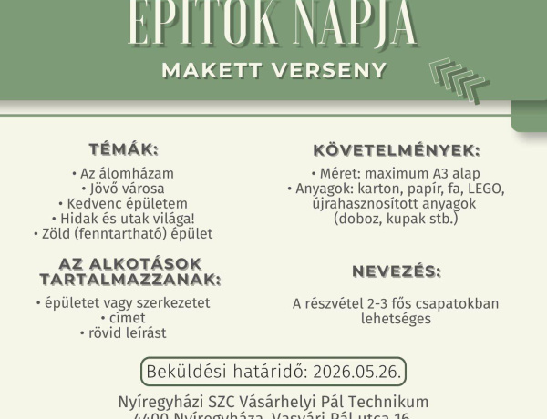 Makettversenyt hirdetnek az Építők Napja alkalmából Nyíregyházán