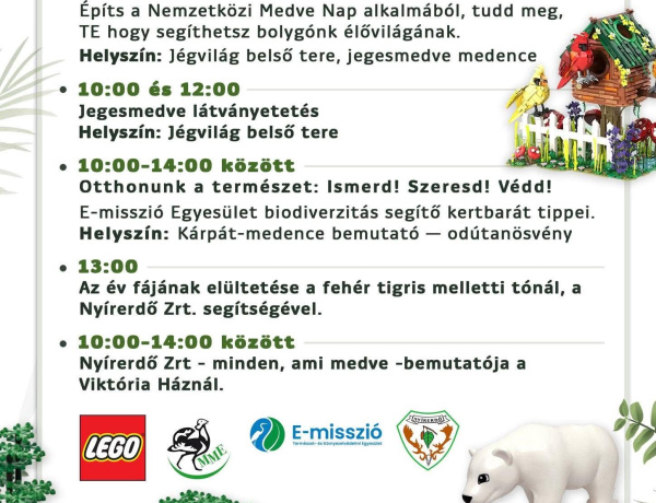 LEGO, jegesmedvék és természetvédelem – különleges családi nappal készül a Nyíregyházi Állatpark