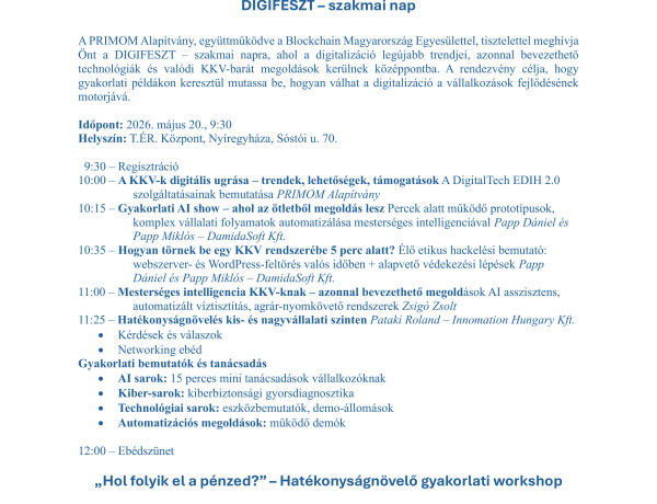 A digitalizáció és az AI kerül fókuszba a nyíregyházi DIGIFESZT szakmai napon