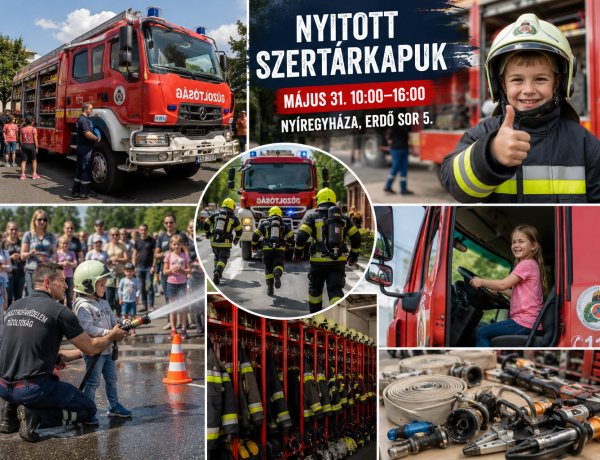 Kinyílnak a szertárkapuk Nyíregyházán – tűzoltóautók, próbariasztások és beöltözés várja a gyerekeket