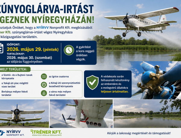 Szúnyoglárva-irtást végeznek Nyíregyházán pénteken
