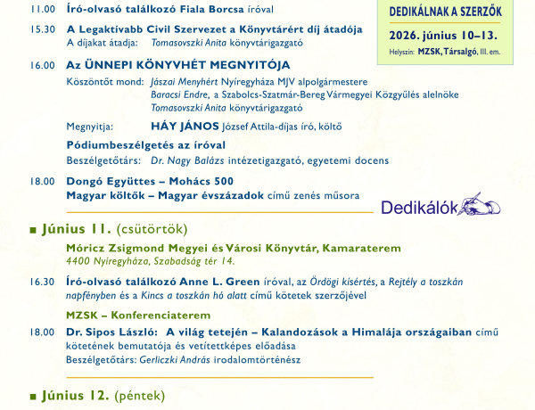 Itt a Könyvhét! - Hat napon át ünnepli az olvasást Nyíregyháza
