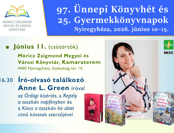 Anne L. Green érkezik Nyíregyházára az Ünnepi Könyvhét programjára