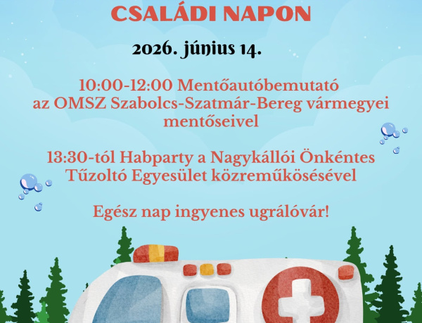 Mentőautó-bemutató és habparty várja a családokat a kertvárosi családi napon