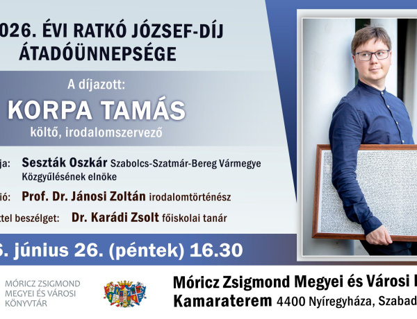 Korpa Tamás kapja idén a Ratkó József-díjat