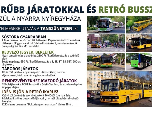 Sűrűbb járatokkal és retró busszal készül a nyárra Nyíregyháza