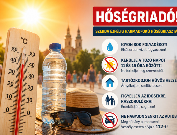 Szerda éjfélig marad a hőségriasztás – Továbbra is rendkívüli óvatosságra figyelmeztetnek