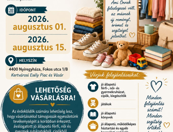 Adományokkal segíthetjük a mozgáskorlátozott embereket – augusztusban adománysort szerveznek Nyíregyházán
