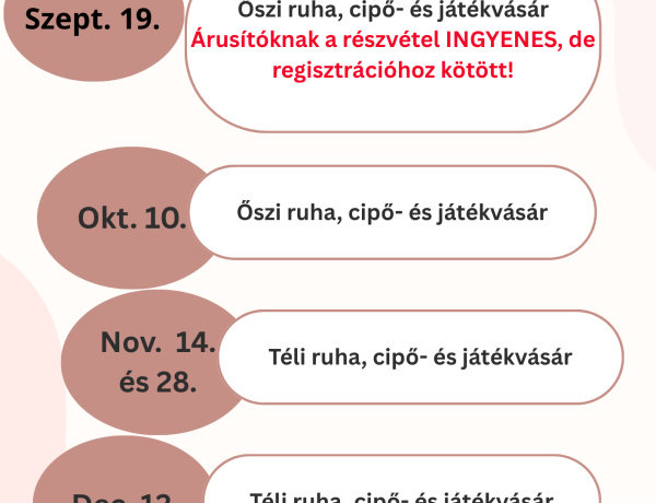 Őszi ruha-, cipő- és játékvásárral folytatódik a Kertvárosi Bababörze