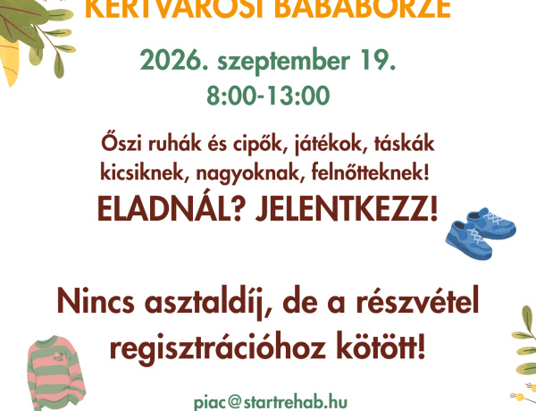 Őszi Kertvárosi Bababörze Nyíregyházán – Ruhák, cipők, játékok és táskák várják az érdeklődőket