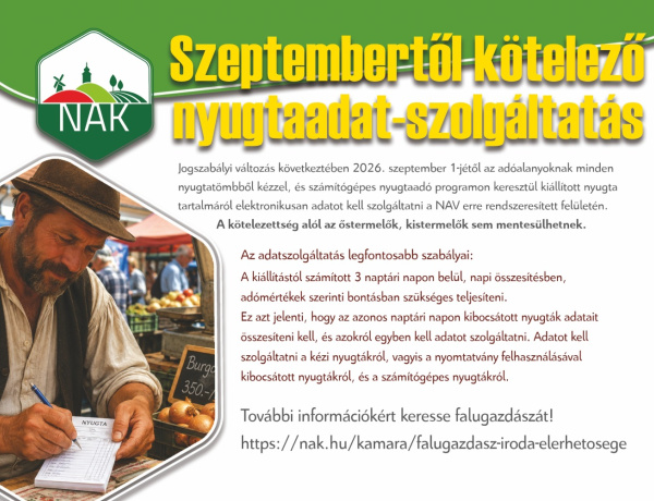 Szeptembertől kötelező a nyugtaadat-szolgáltatás – ingyenes tájékoztatókat tartanak a kistermelőknek