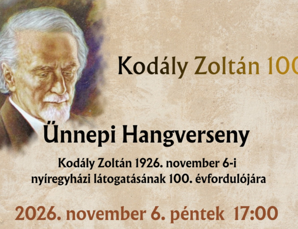 Ünnepi hangversennyel emlékeznek Kodály Zoltán nyíregyházi látogatására