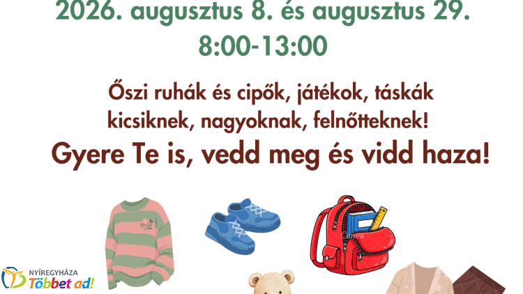 Iskolakezdésre készül? Kétszer is várja a családokat a Kertvárosi Bababörze Nyíregyházán
