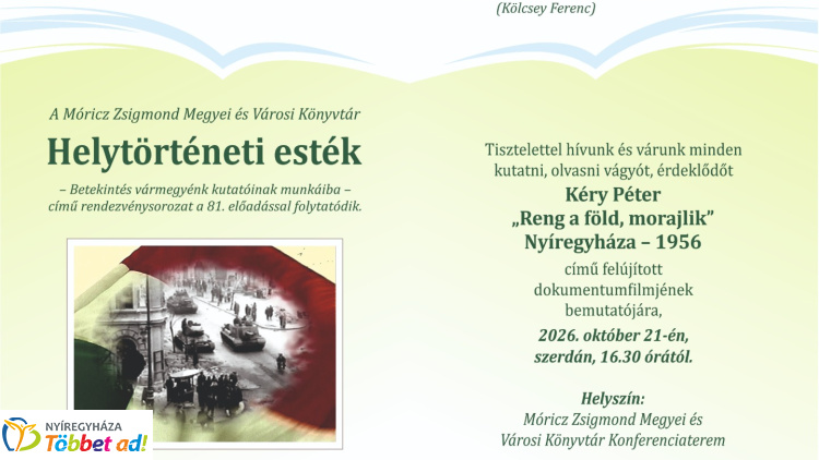 „Reng a föld, morajlik” – dokumentumfilm-bemutató a Móricz Zsigmond Könyvtárban