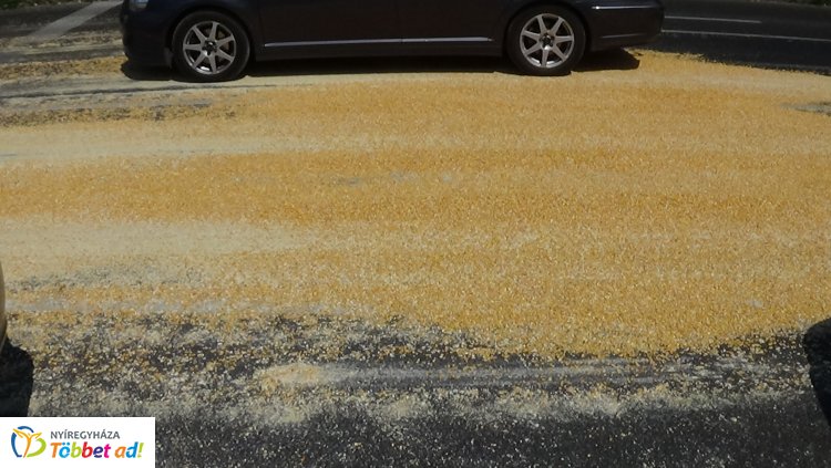 Az Erdősoron nagy mennyiségű szemes kukoricát hagyott el egy teherautó
