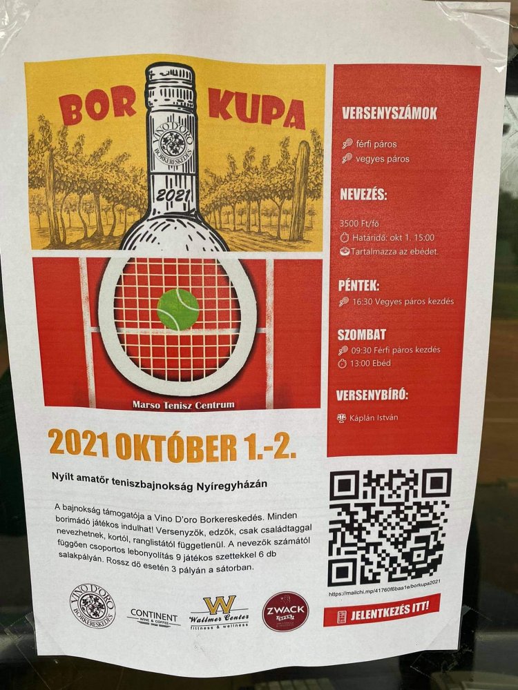 Bor Kupa - Idén is megrendezik az amatőr teniszversenyt Nyíregyházán