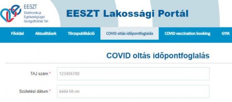 Folyamatosan nyitva van a regisztrációs és az időpontfoglaló honlap