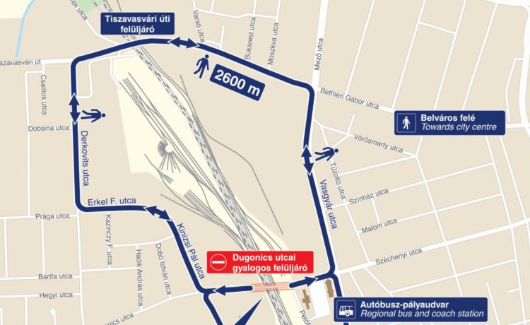 Lezárják a nyíregyházi vasútállomás vágányai feletti, a Dugonics utcát és a buszállomást összekötő gyalogos felüljárót