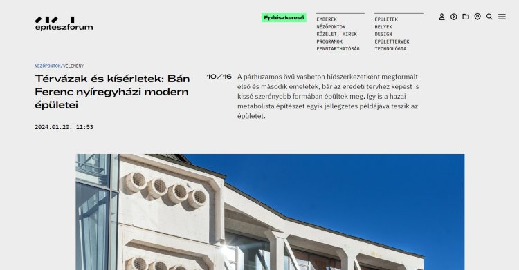 Az Építészfórum portálon Bán Ferenc munkásságát méltatták