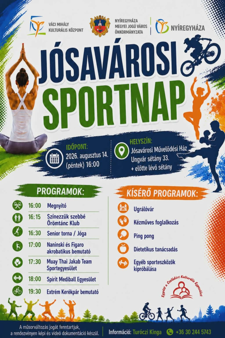 Jósavárosi Sportnap -  Mozgással, bemutatókkal és családi programokkal várják az érdeklődőket