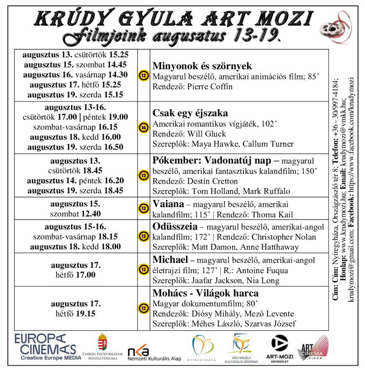 Mozizz Nyíregyházán! – Izgalmas filmekkel vár a Krúdy Gyula Art Mozi