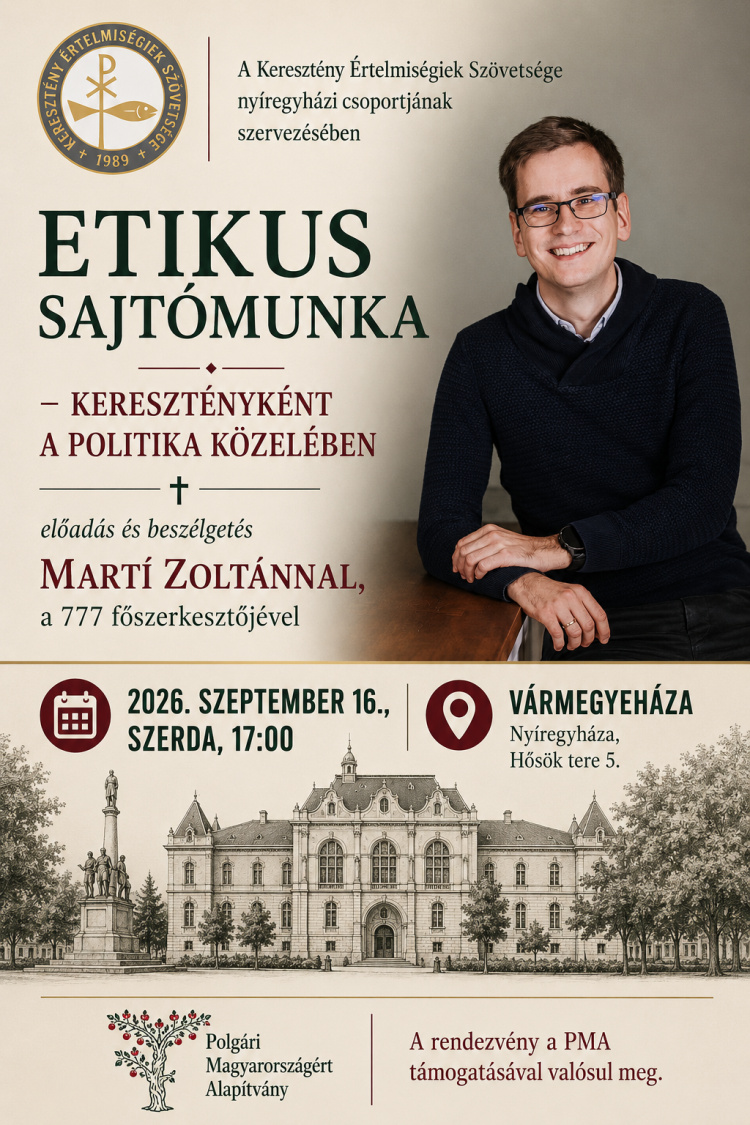 Etikus sajtómunka keresztényként – Martí Zoltán tart előadást Nyíregyházán