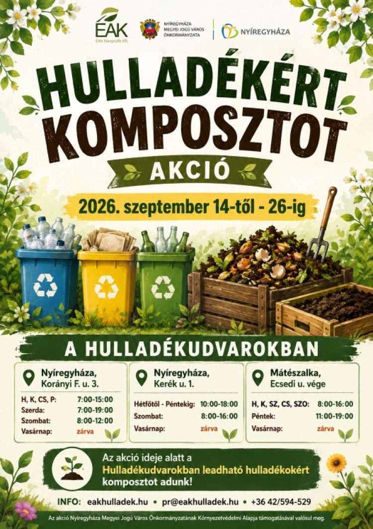 Hulladékért komposzt – Két héten át várják a lakosságot a hulladékudvarokban