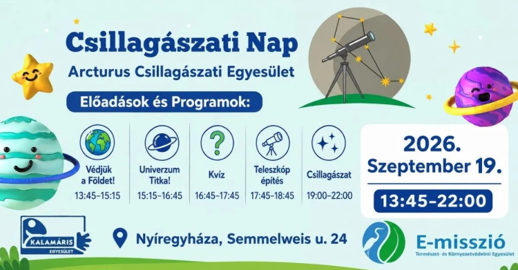 Csillagászati Nap Nyíregyházán – előadásokkal, kvízzel, teleszkópépítéssel és esti csillagászattal