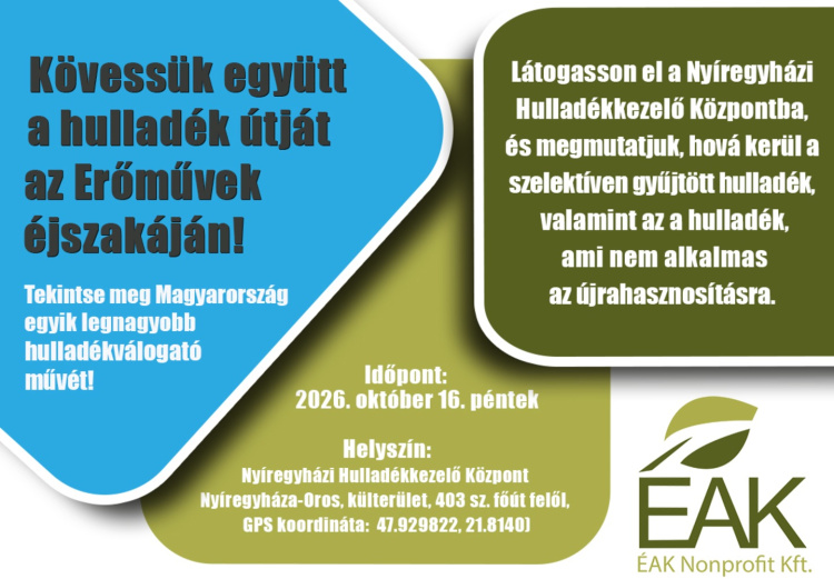 Erőművek Éjszakája – A Nyíregyházi Hulladékkezelő Központ is megnyitja kapuit