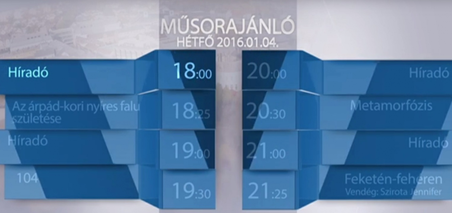 A Nyíregyházi Televízió hétfői műsorából