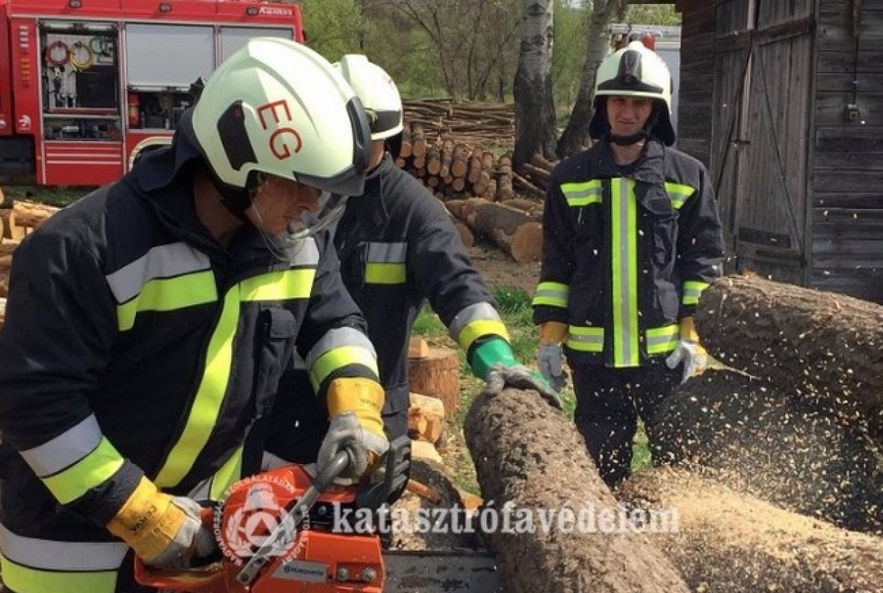 Láncfűrésszel hárították el az akadályt a nyíregyházi tűzoltók