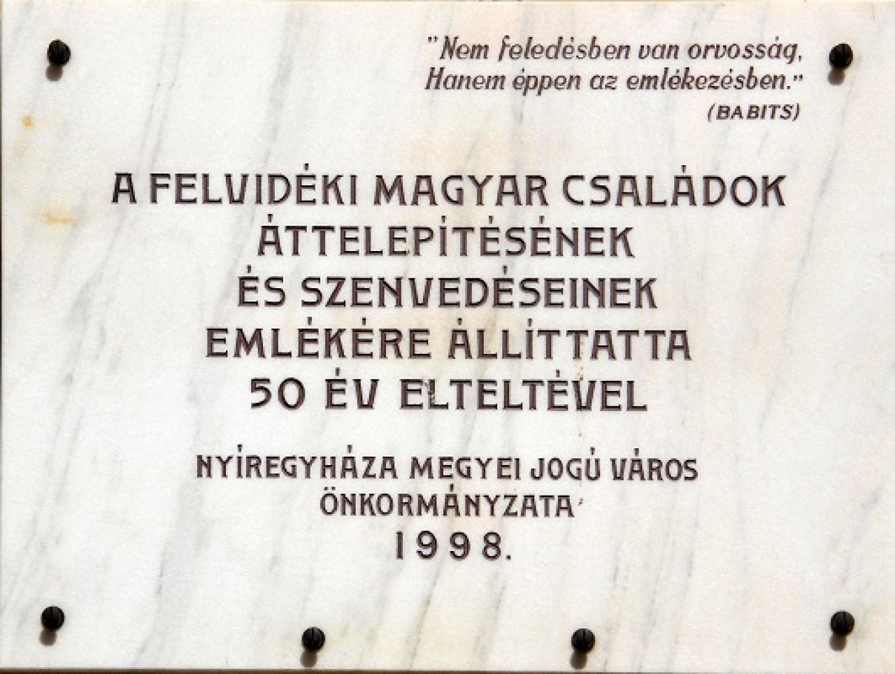 Az áttelepítettekre emlékeztek Nyíregyházán