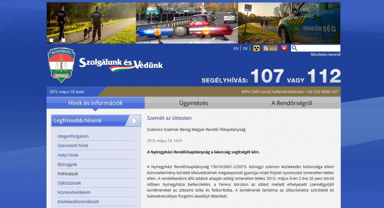 Szemét az úttesten